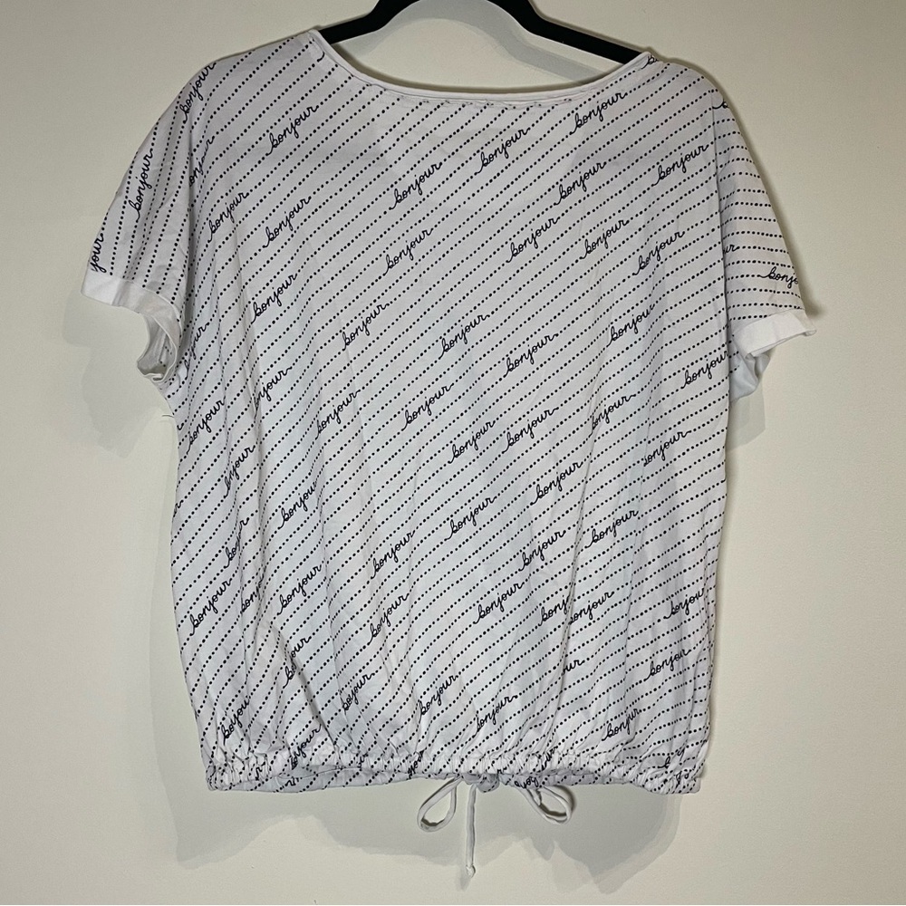 MAEVE Anthropologie Bonjour Graphic Striped Tee Drawstring Waist Small - Picture 5 of 6